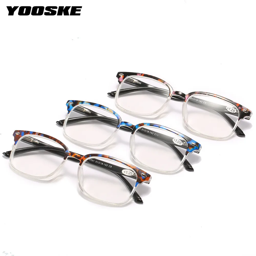 

YOOSKE fashion women's Reading Glasses PC Transparent Eyewears Round Frame Presbyopic Optical Eyeglasses With Diopters +125 175