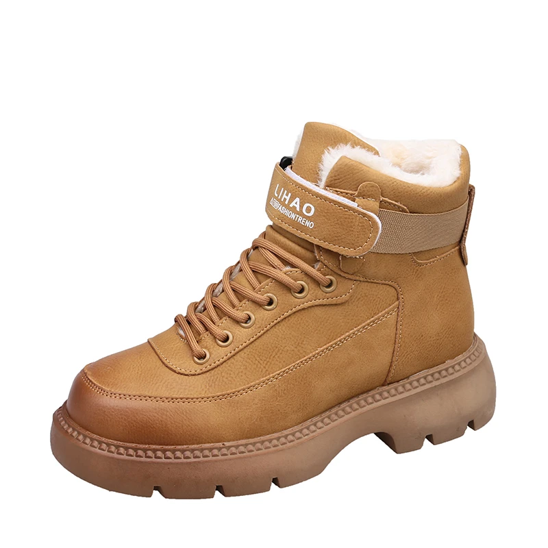 

Martin Boots Women 2021 Winter New Keep Warm Ankle Boot Woman Fashion Thick Sole Casual Round Toe Lace Up Platform Shoes Female