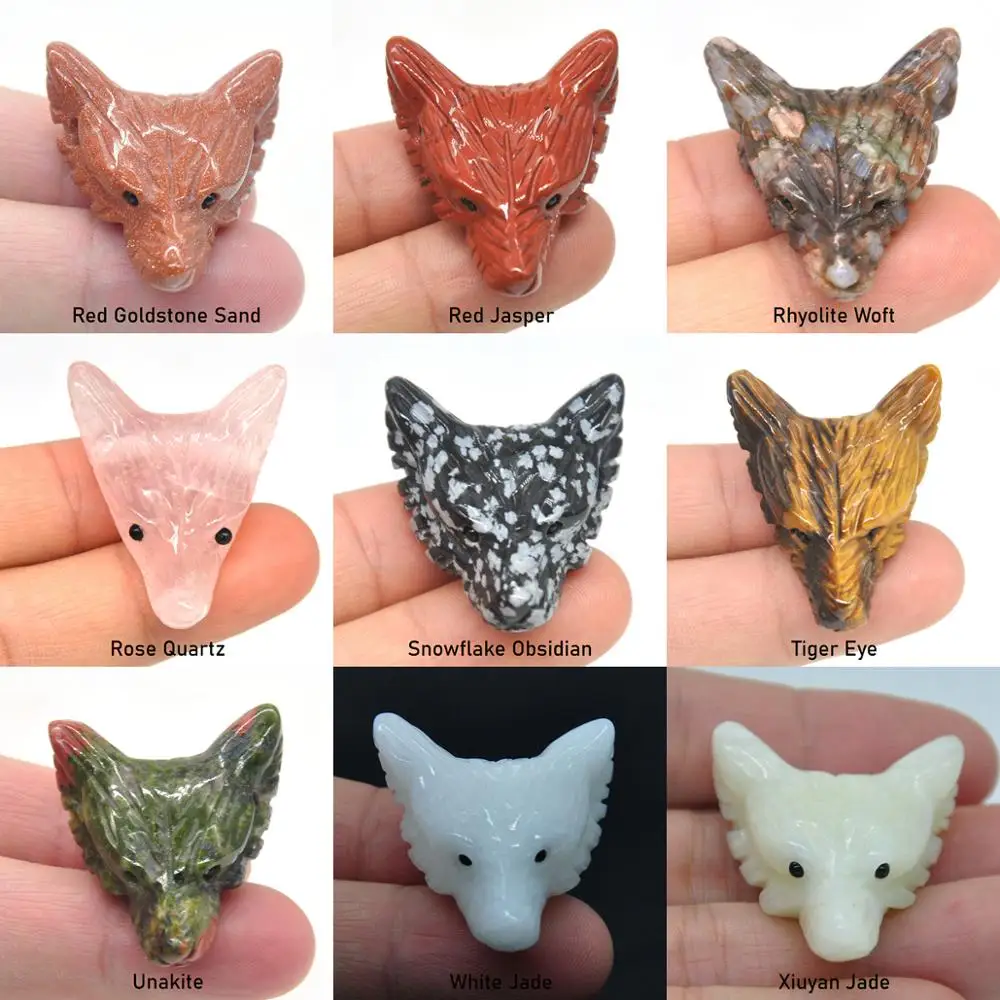 Ручная резьба голова волка драгоценный камень кристалл кулон аксессуары сделай