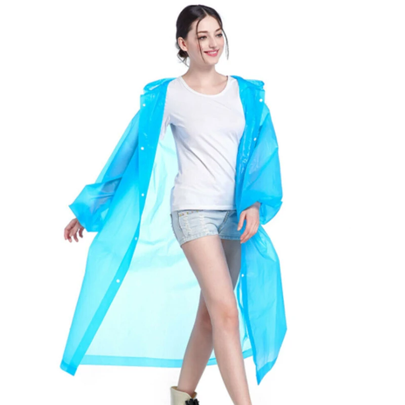 Fashion Women Raincoat Long Sleeve Hooded Tops Waterproof Rain Coat Women Scrub Tour Waterproof Rainwear Suit Ladies Rainwear