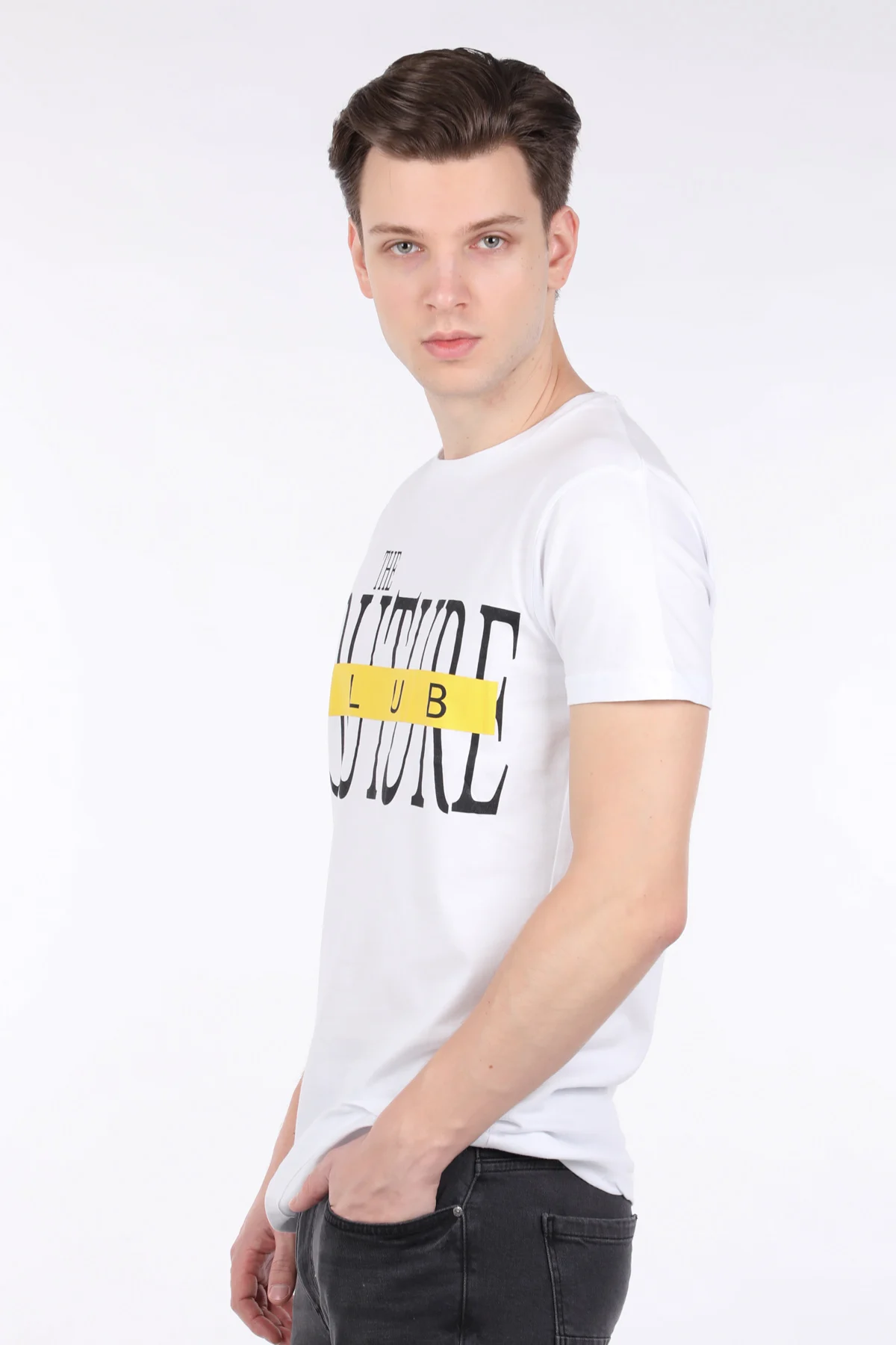 Мужская белая футболка с принтом Couture