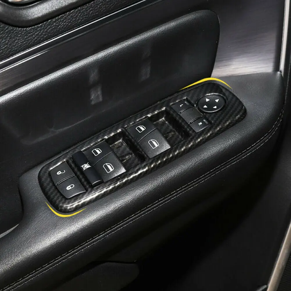 Carbon Fiber Black Window Lift Switch Panel Cover Trims Bezels For Dodge Charger 2011-2019 | Автомобили и мотоциклы