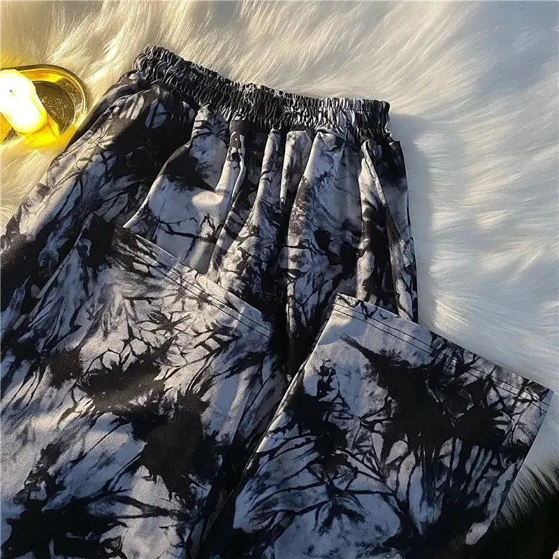 

Harajuku trousers women's tie-dye loose high waist wide-leg pants summer new personality bf style high street casual pants trend