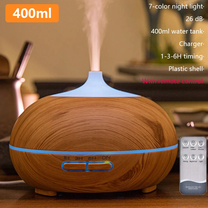 

400ml Air Humidifier Aroma Diffuser remote control Xiomi Humidifier Wood grain mist maker Aromatherapy Air Purifier for Home