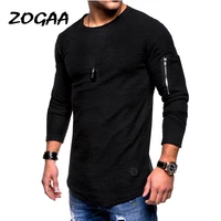 zogaa t shirts men slim mens long sleeved personality casual solid o neck leisure trendy all match hot plus size simple basic
