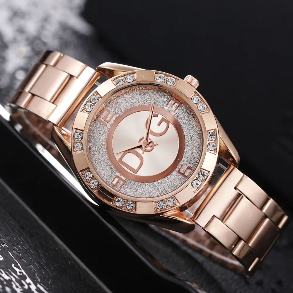 

Women Watch Rose gold Montre Femme Top Brand Luxury Women's Crystal Stainless Steel Dress Ladies Quartz Wristwatches relogio