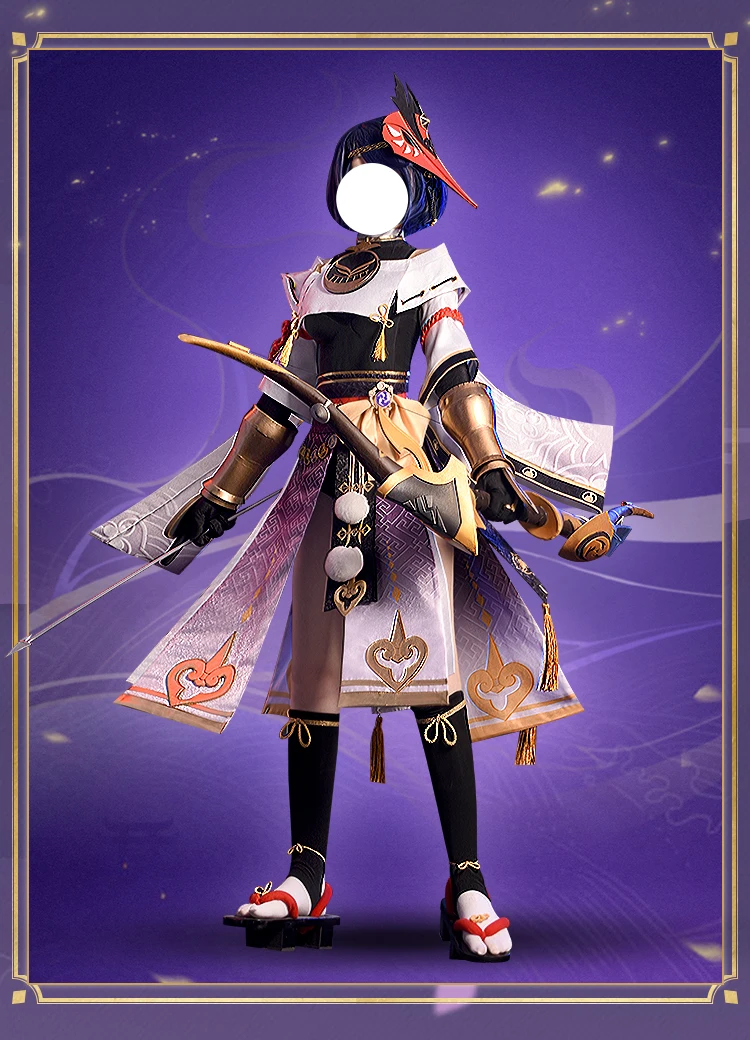 

Anime Genshin Impact Kujou Sara Game Battle Dress Gorgeous Kimono Uniform Cosplay Costume Halloween Women Free Shipping 2021 New