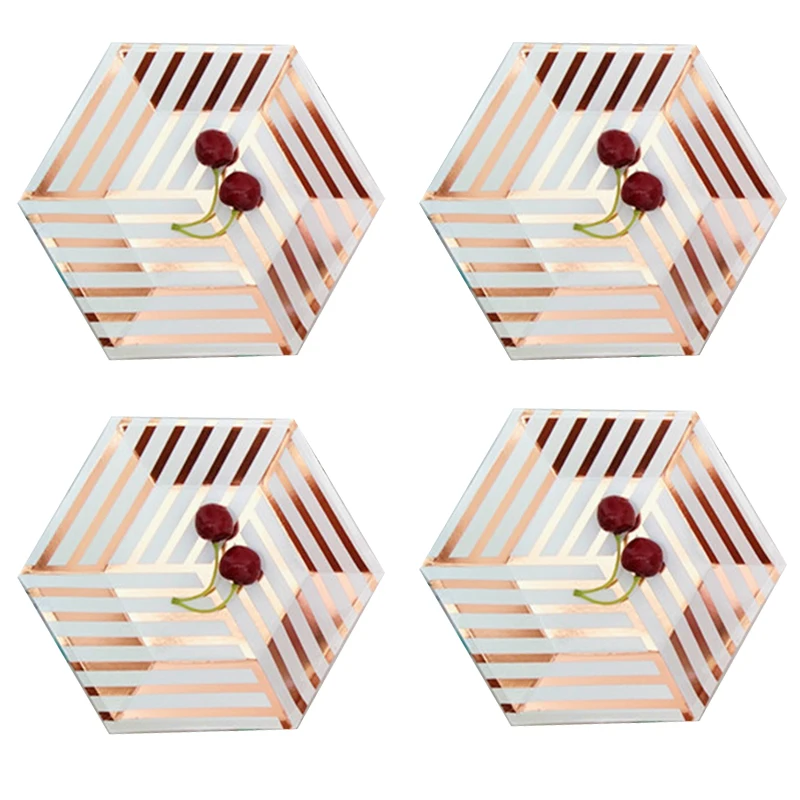 Одноразовая посуда из розового золота для вечерние НКИ 8 шт. бумажные соломинки с