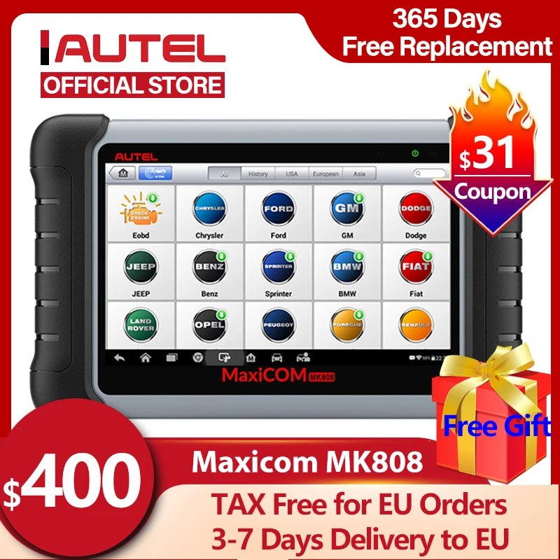 

Autel MaxiCOM MK808 OBD2 сканер автомобильный диагностический инструмент OBD 2 EScanner TPMS считыватель кодов OBDII