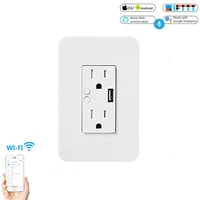 wifi smart wall power socket outlets plug 2 usb socket smart lifetuya app remote control anywhere work with alexa google home