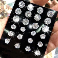 12 pairpack aaa cz shiny wedding stud earrings set for women men crystal jewelry accessories earing oorbellen jewelry