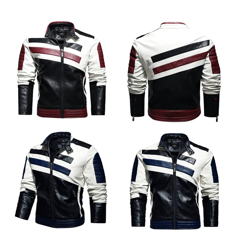 

Bomber Jacket 2021 Men's Trendy New Motor Leather Jacket Outwear Men Winter Fashion Casual Biker PU Jacket Coat Man Slim Leather