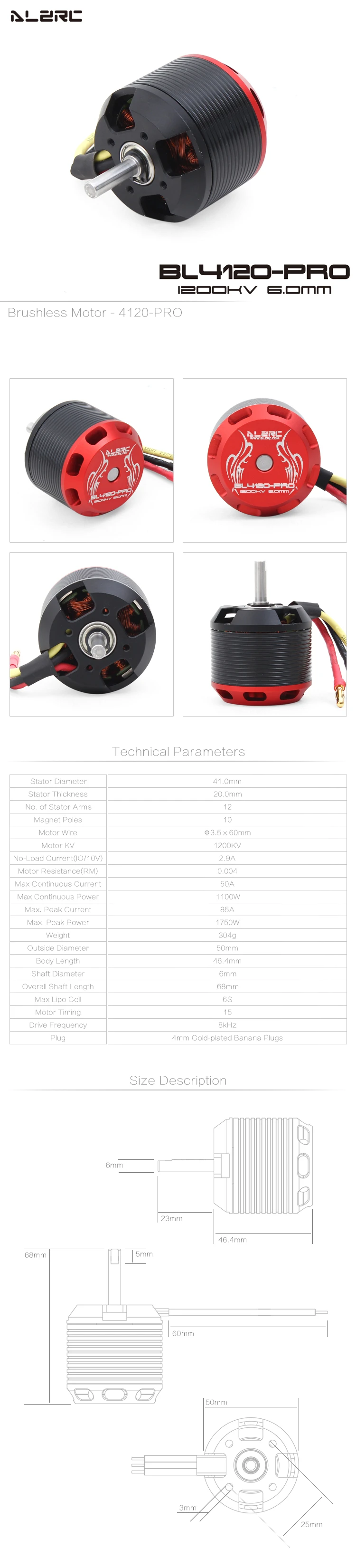 ALZRC-505 бесщеточный мотор вертолета-4120-PRO-1200KV BL4120-PRO
