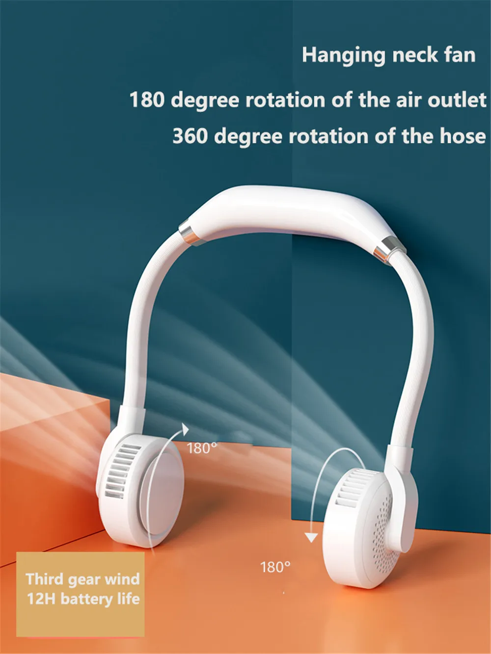 

Вентилятор на шею, перезаряжаемый, 4000 мА · ч, бесшумный, USB, портативный, безлопастной, для дома и улицы, подвесные вентиляторы на шею