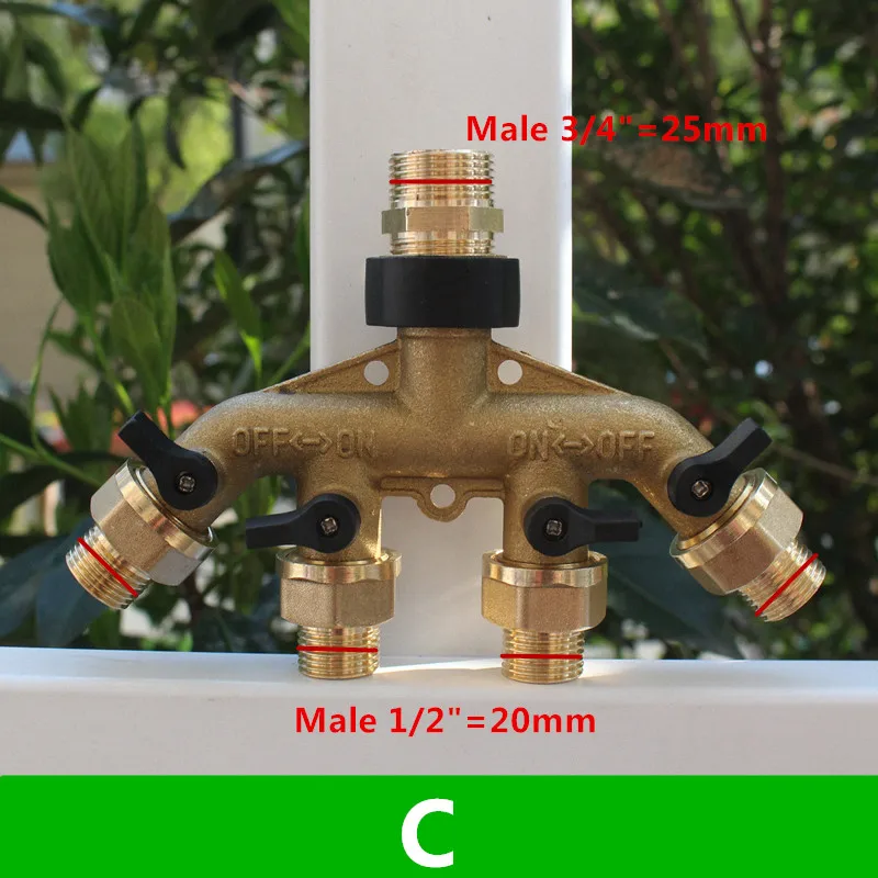 4-ходовой разветвитель для шланга латунный соединитель распределитель воды с