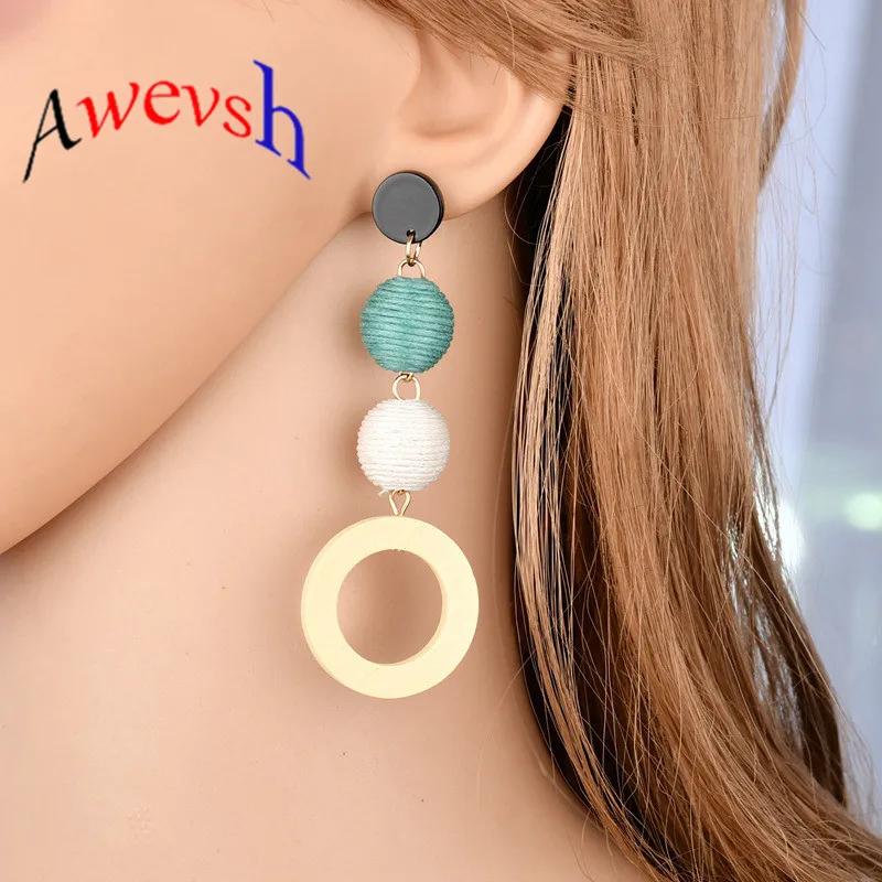 Awevsh 2019 новые асимметричные серьги шарики для женщин модные круглые акриловые