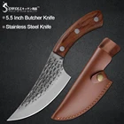 Кованый нож мясника Sowoll, 5,5 дюйма, из высокоплакированной стали, обвалочный инструмент для охоты, кемпинга, кожаный чехол, нож шеф-повара ручной работы, сербский стиль