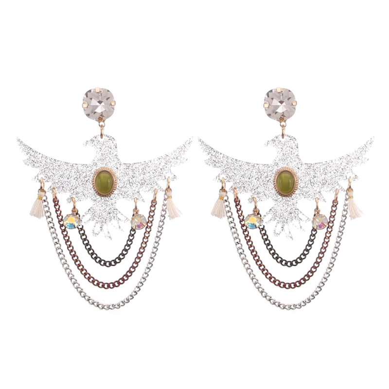 Женские полимерные серьги с кисточками орлом подвеска на ухо эффектные