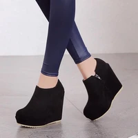 2021 autumn winter new stylish women ankle boots sexy platform round toe wedges boots woman ankle boots plus size 32 43