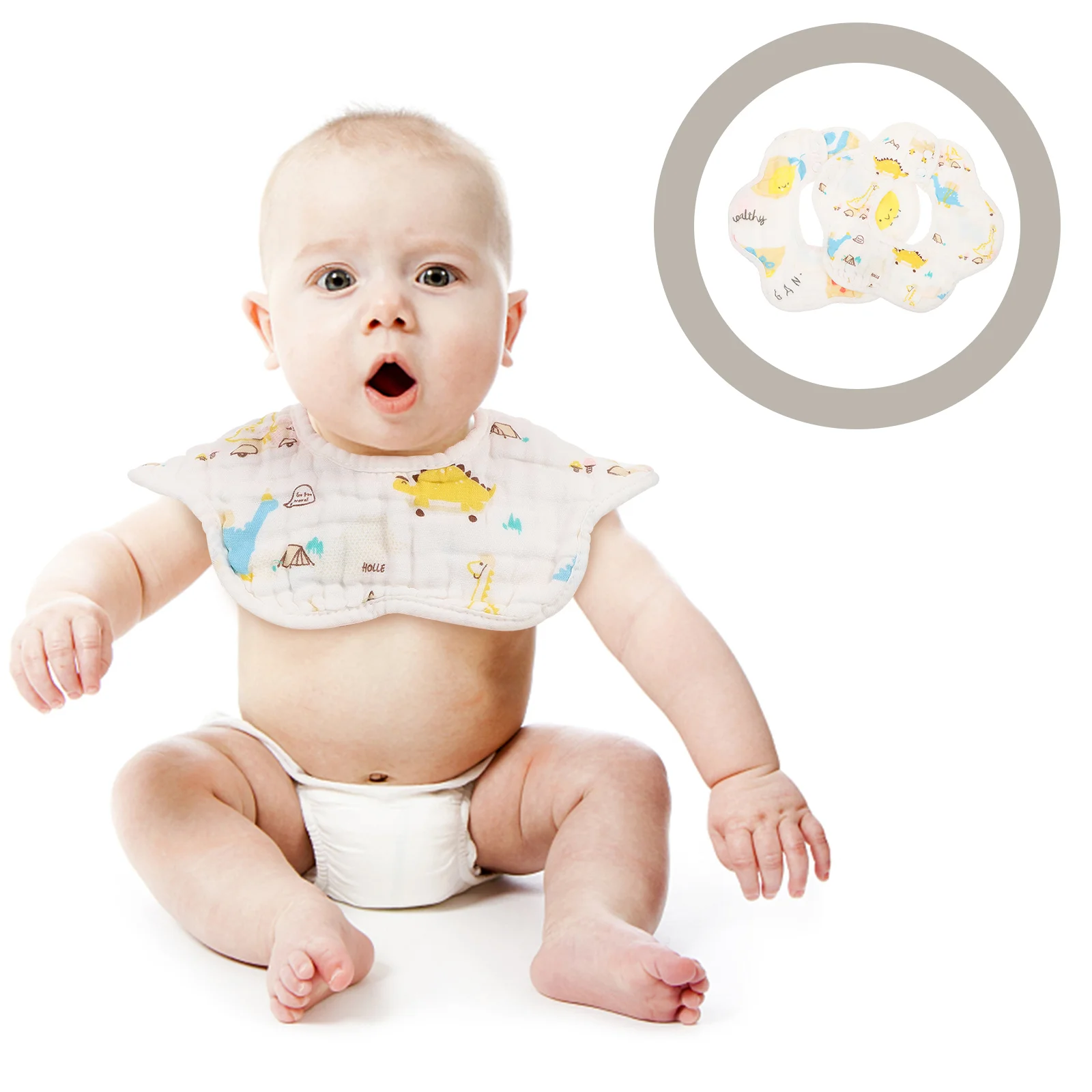 

2pcs Baby Bibs 360 ​​° Rotate Baby Bib Anti-Stain Baby Bibs (Assorted Color)