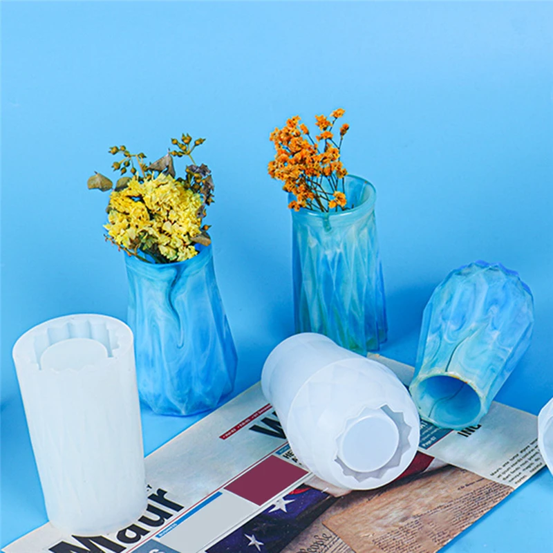 

Flower Vase Cement Clay Mold DIY Garden Table Flower Pot Concrete UV Epoxy Resin Mold Pen Storage Holder Making Silicone Mould