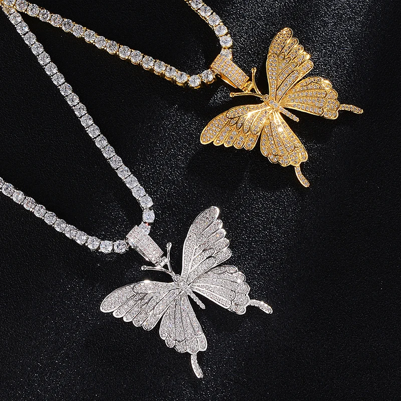 D & Z ожерелье в виде бабочки и кулон стиле хип хоп ювелирное изделие с фианитом AAA +