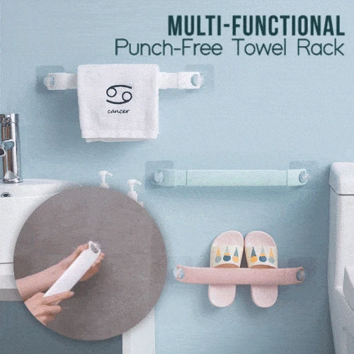 Многофункциональная вешалка для полотенец без дырочек хранения тапочек