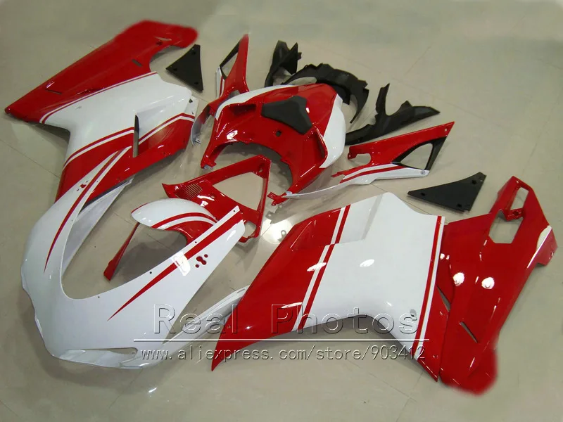 

Injection molding fairing kit for Ducati 848 1098 1198 07 08 09 10 11 white red fairings set 848s 1098s 2007-2011 YY19