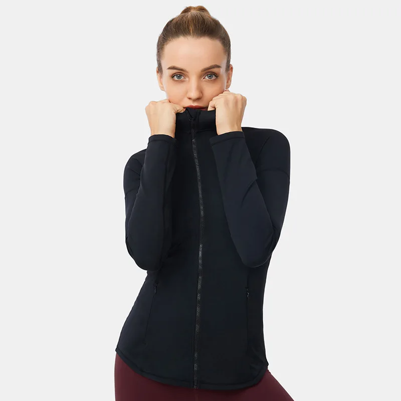 Women Yoga Shirt Sportswear Longsleeve Jacket Zip Sports Top Winter Warm Fitness Coats Workout Gym Clothing Yoga Top Female