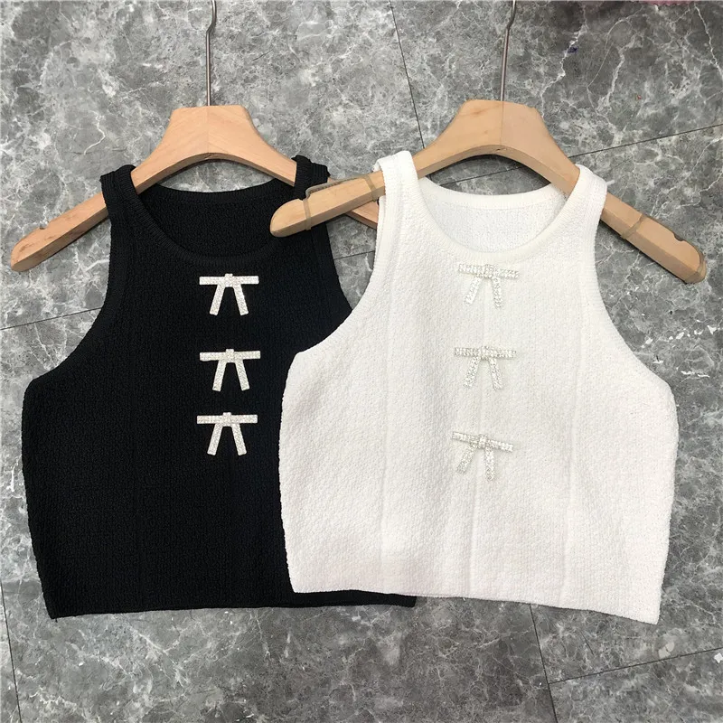 

Summer knitted elastic bowknot women's tops Shoulder vests2021New women's clothing loose fashion all-match tops pullovers bra XL
