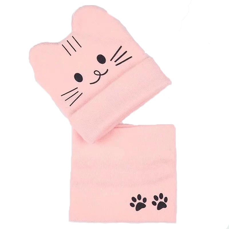 Милая и милая искусственная кожа шарф теплый комплект шерстяной головной убор с