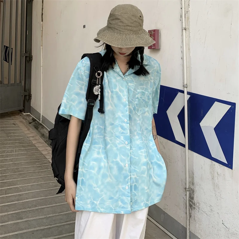 

Summer new style polo collar loose casual short-sleeved shirt women