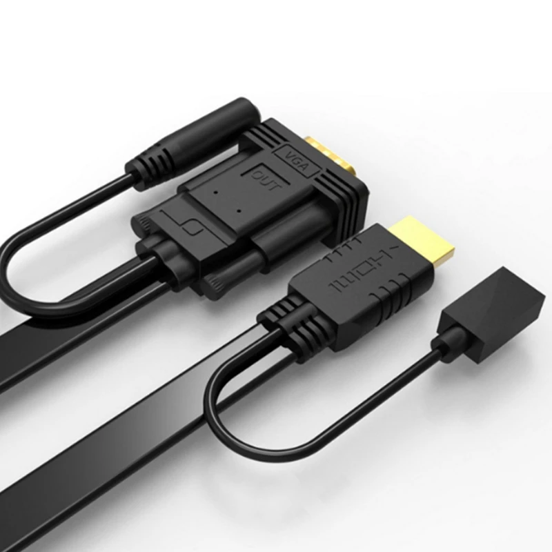 

HDMI to VGA Video Converter Adapter Cable HD 1080P HDTV Monitor 3.5mm o for Laptop PC to DP Projector