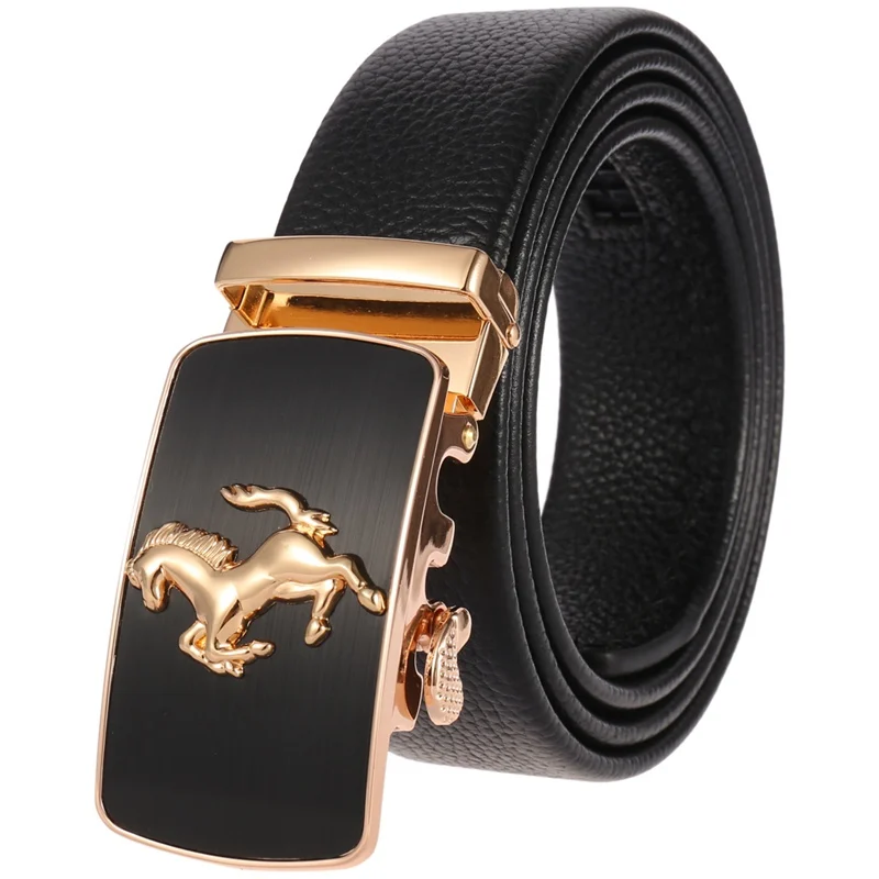 gold horse black Пояс с изображением лошади мужской ремень роскошный супер микрофибра кожа длинный плюс ремень высокое качество ceinture kemer riem 160 см 170 180 140 150 130 - Цвет: gold horse black