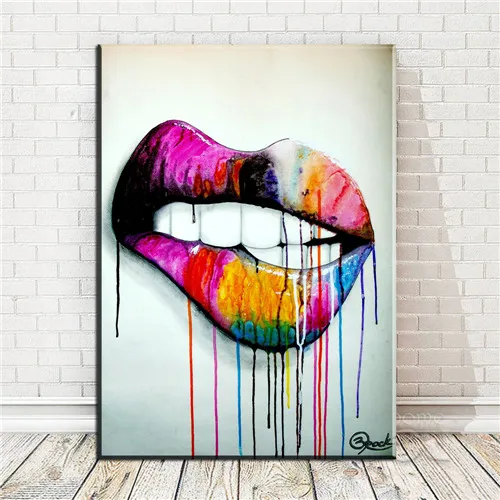 

Art Canvas Painting Abstract Colorful Sexy Lips Wall Art Canvas Poster Print Graffiti Street Art Painting unframed