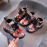 1 6 years baby shoes toddler girls boys flower print boots kids soft bottom martin boot children spring autumn new fashion shoes