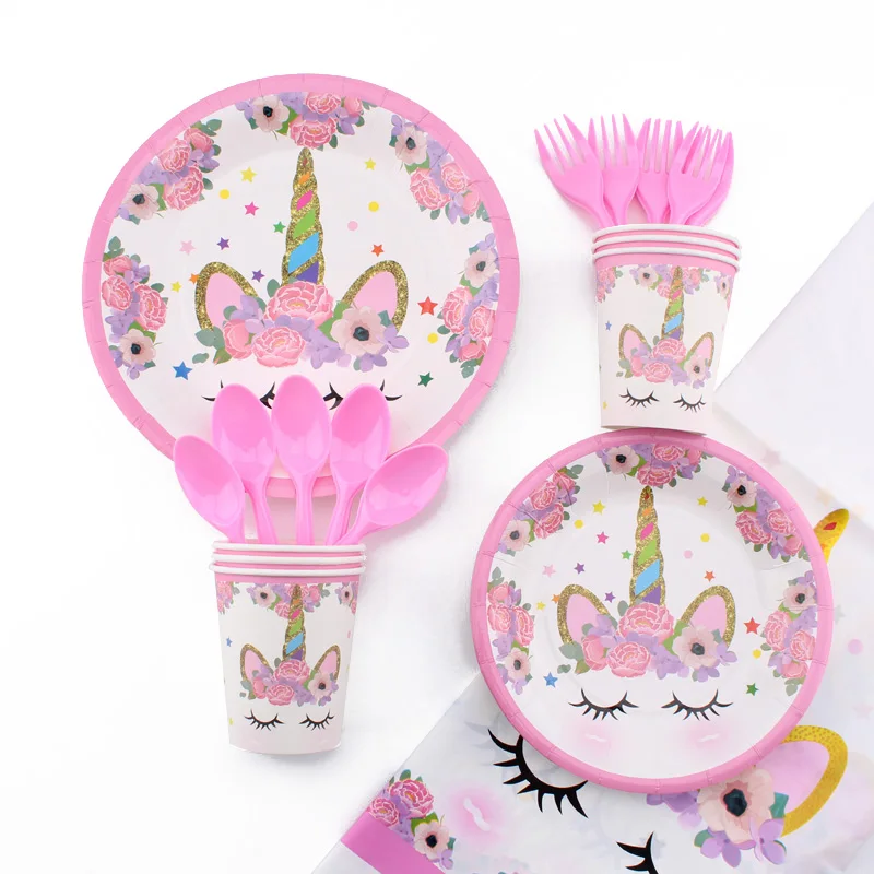 

Serviette Jetable Rose Unicorn Tableware Paper Towels Napkins Birthday Party Festival Animal Cartoon Animation Theme Pink Girl