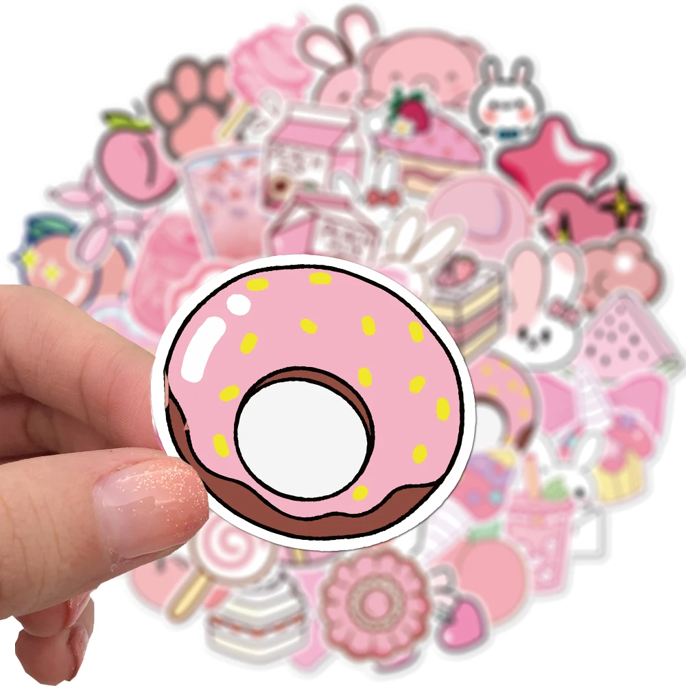 50 Uds. De pegatinas de dibujos animados Kawaii para equipaje de chicas, pegatinas rosas para ordenador port&aacute;til, monopat&iacute;n, bicicleta, mochila, pegatina de juguete, regalo para ni&ntilde;os-3