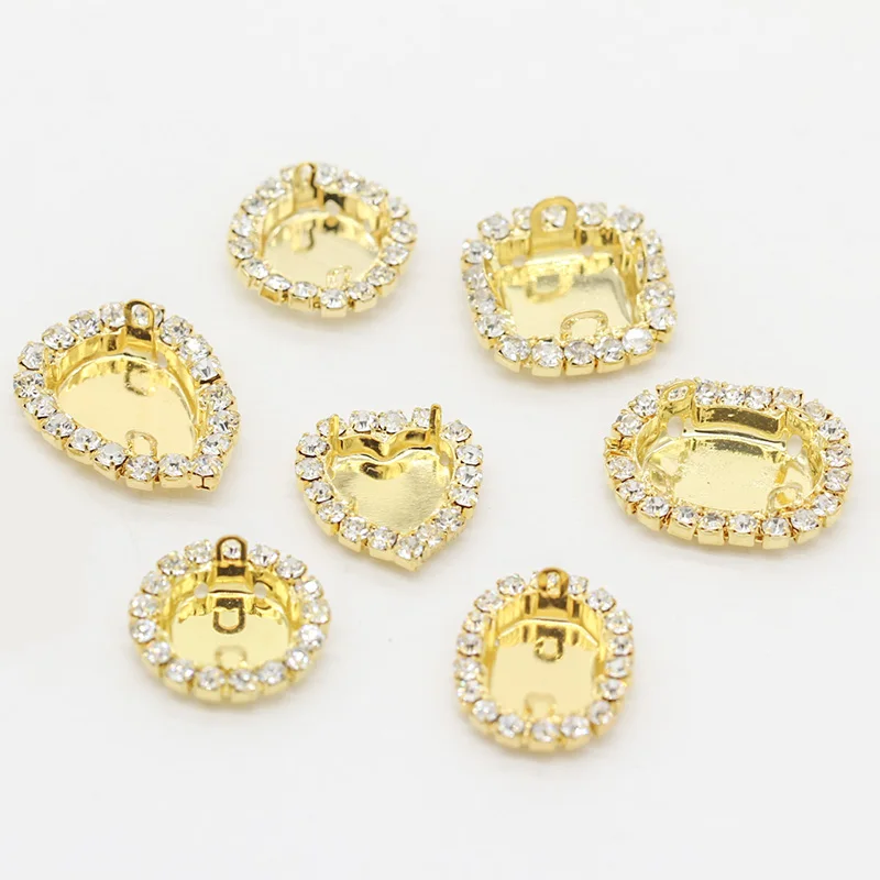 10p для шитья страз с покрытием в виде золота пустая Прозрачная отделка поддон