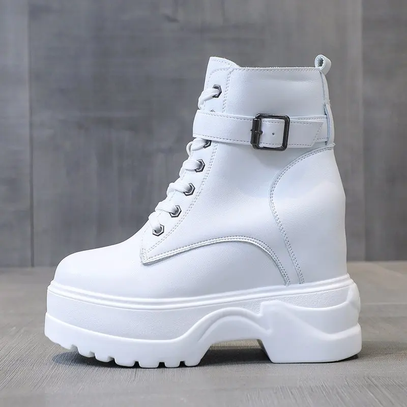 

Kjstyrka Women Boots British Style Classic Women Motorcycle Martin Boots Punk Bandage Autumn Waterproof Shoes Bota Feminina