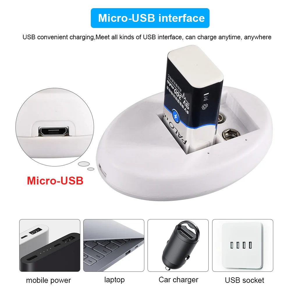 Palo 2-8 шт. 300 мА · ч 9 В nimh аккумулятор 6f22 + usb зарядное устройство для в литий-ионная