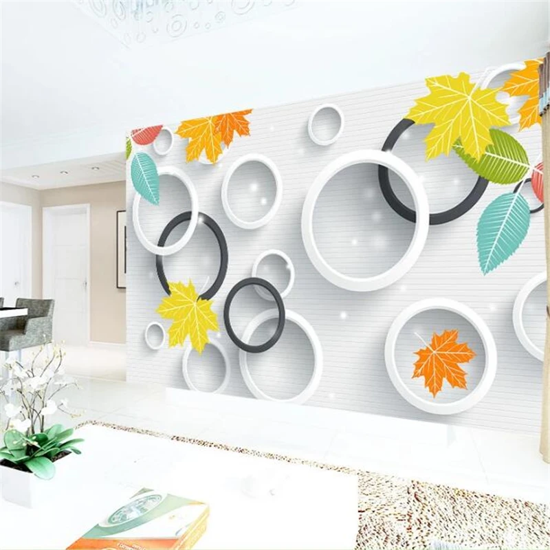 Пользовательские обои свежие и элегантные 3D круглые листья современный