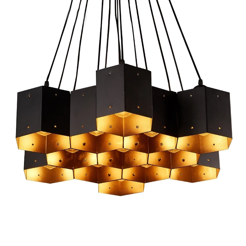 Винтажная черная железная сотовая художественная люстра светодиодный