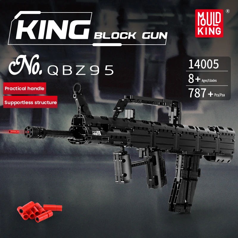 

Toys MOULD KING 14005 QBZ95 Shooting Gun Model Building Block Set Simulation Manually Loaded Weapon Toy for Adults Children Gift
