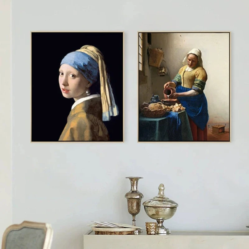 Европейский стиль девушка Vermeer персонаж ношение жемчуга Серьги масляная