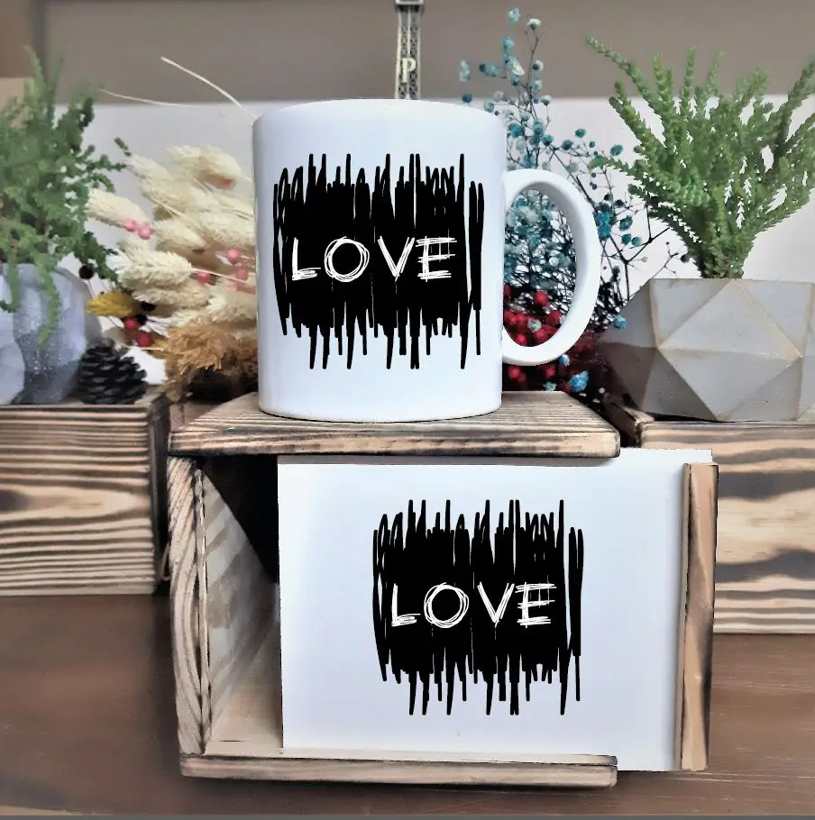 

Romantic Love Design Wood Boxed Mug Cup