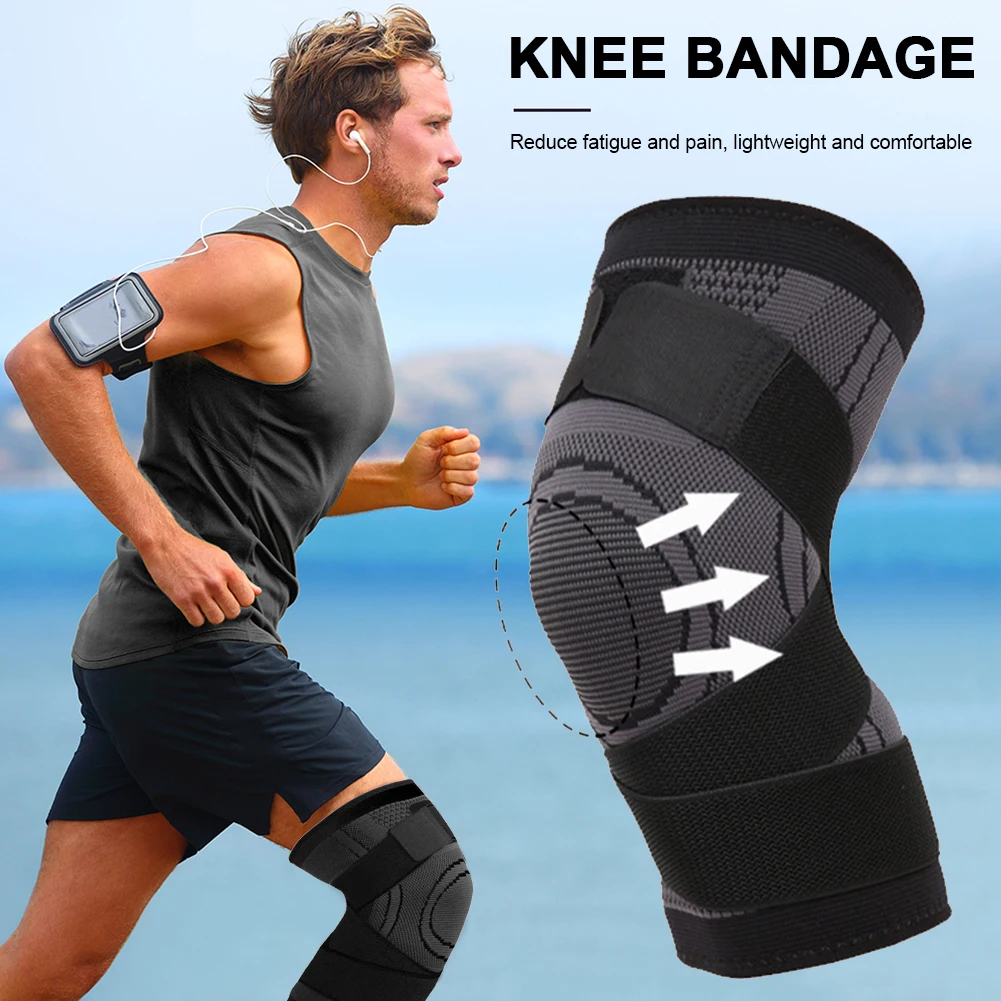

1pc Breathable Sports Compression Knee Protector Strap Pad Elastic Nylon Knee Support Sleeves Running Cycling Protective Bandage