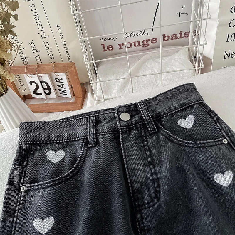 Милые крутые женские стройнящие прямые широкие уличные брюки с высокой талией в