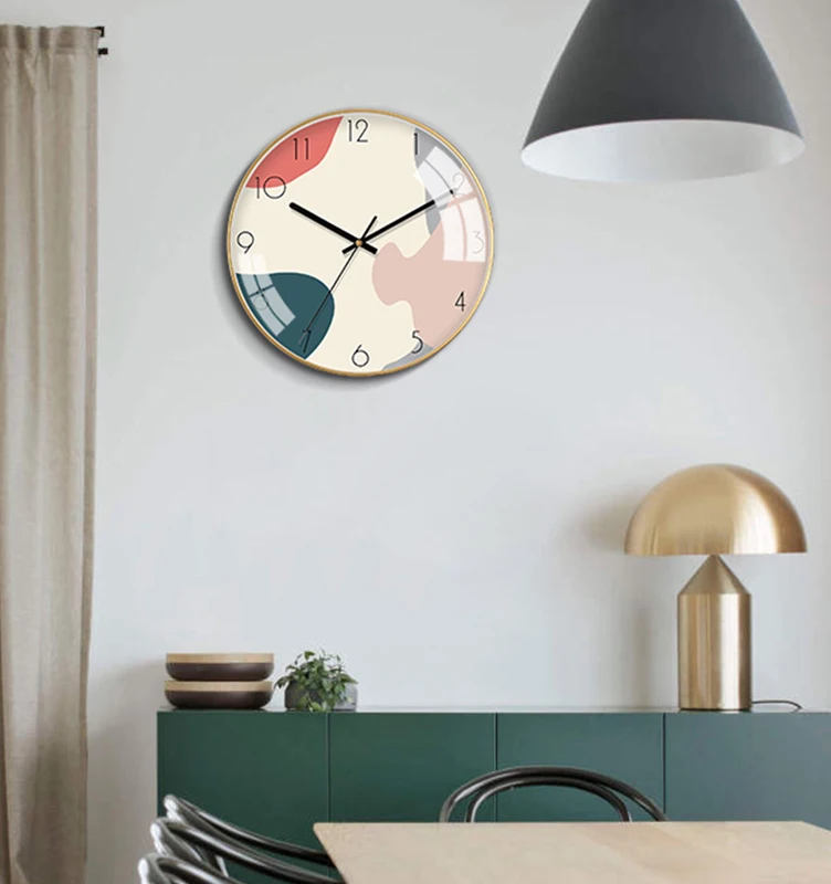 

Ultra-quiet wall clock creative personality art girl heart ins Nordic style simple clock wall-free punching clock