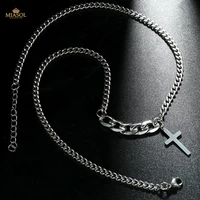 new small cross necklace 2021 stainless steel men classic pendant save faith sign gospel high quality flat shaped chain jewelrys